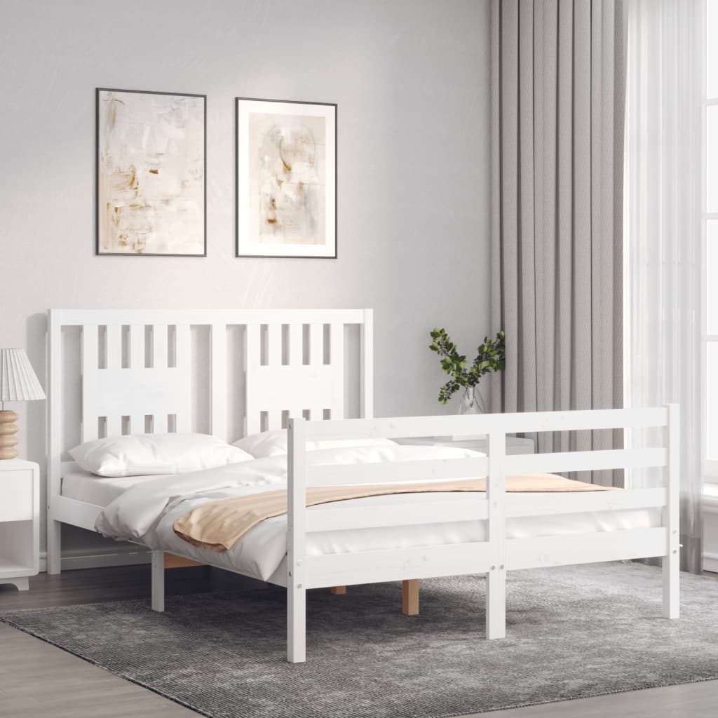 Cadre de lit sans matelas blanc 120x200 cm bois massif - XIOS