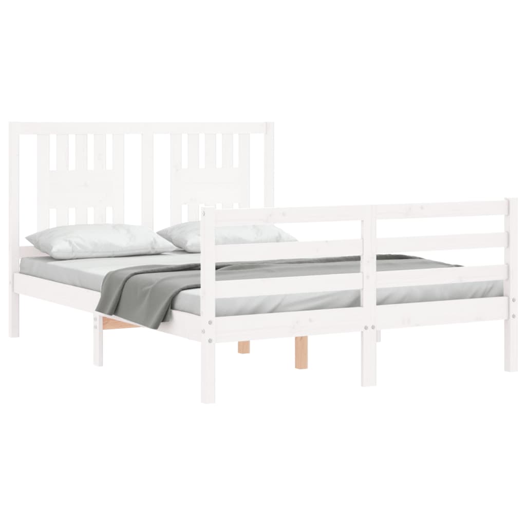 Cadre de lit sans matelas blanc 120x200 cm bois massif - XIOS