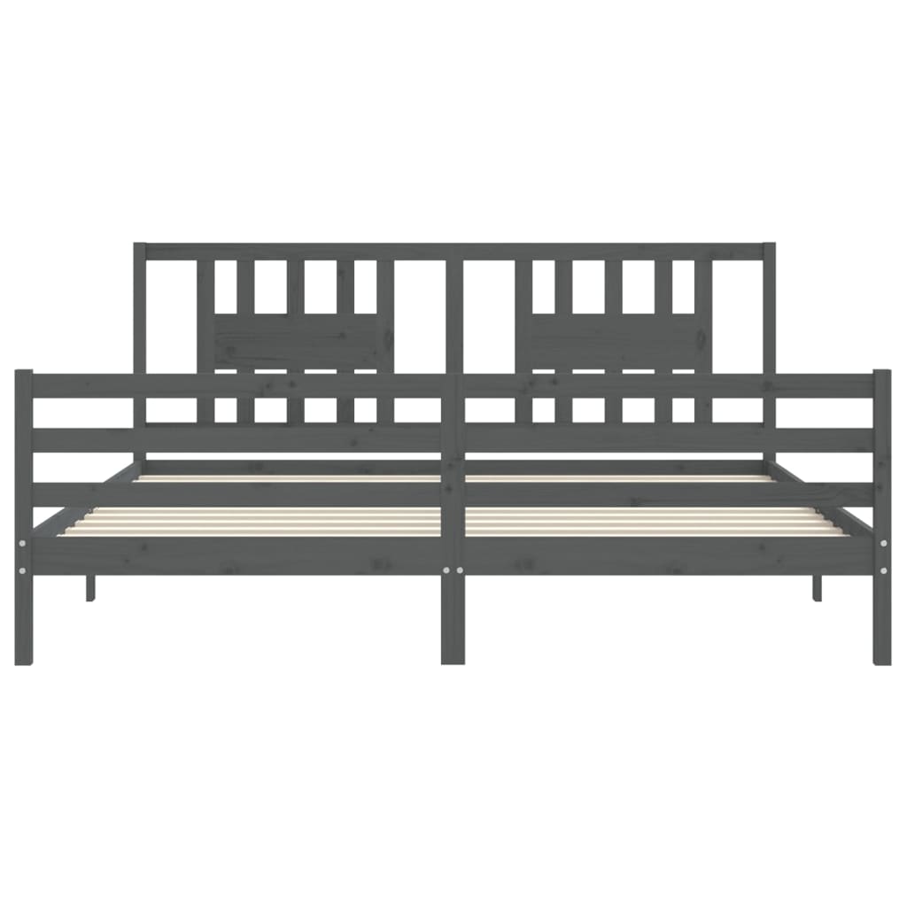 Cadre de lit sans matelas gris 200x200 cm bois massif - XIOS