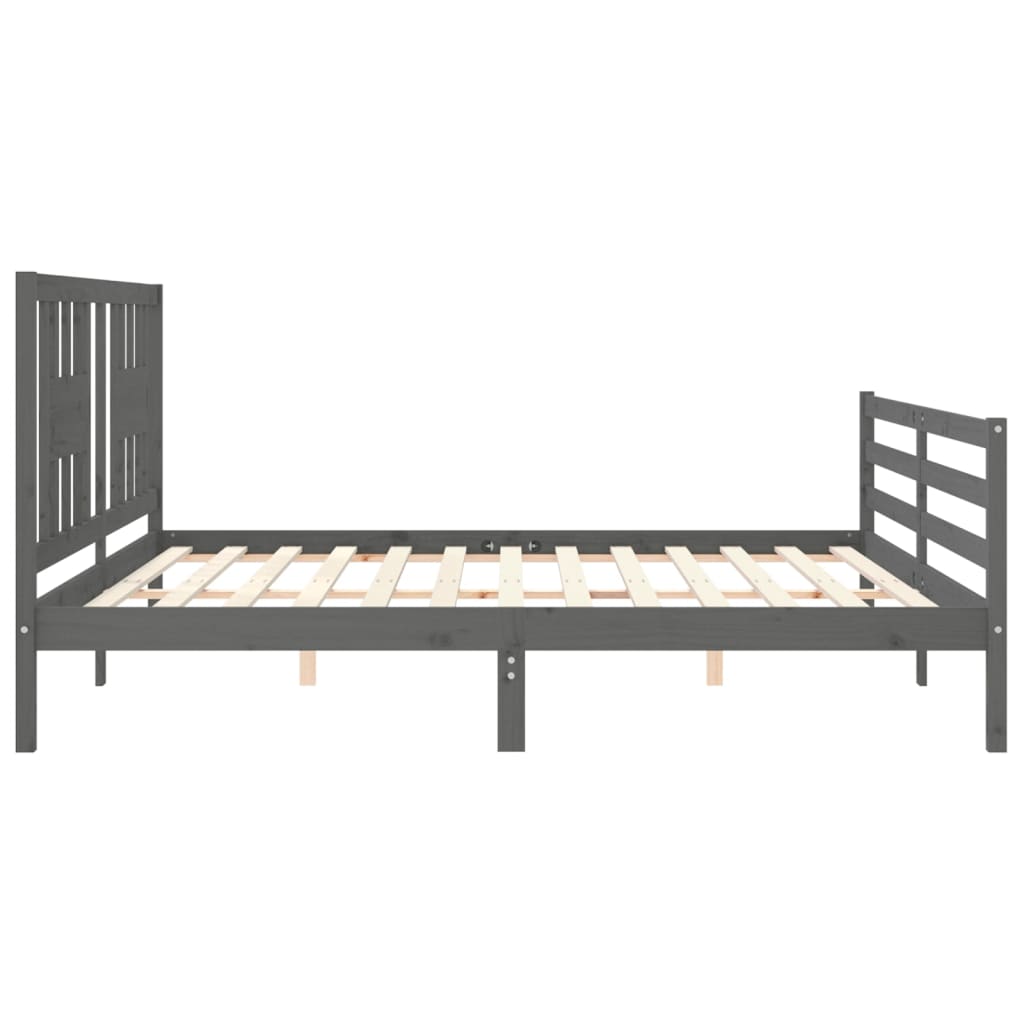 Cadre de lit sans matelas gris 200x200 cm bois massif - XIOS