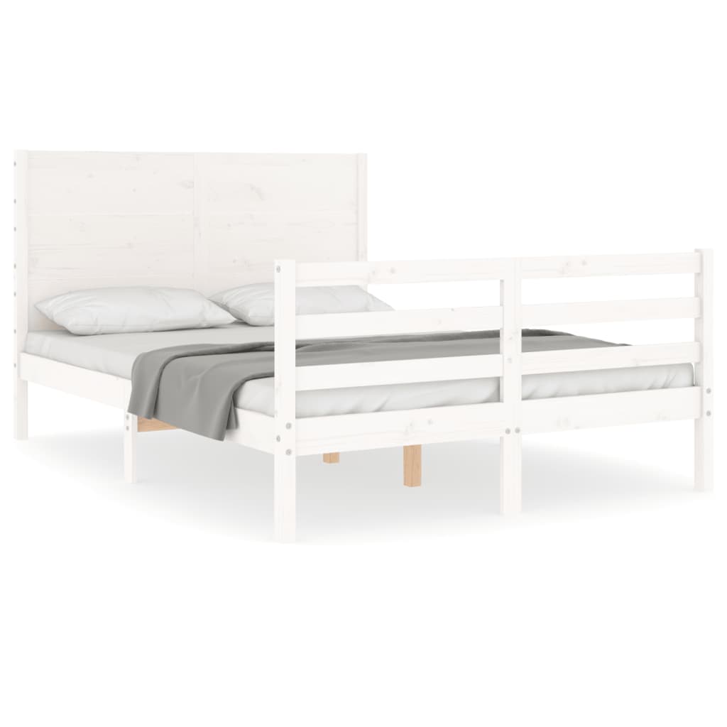 Cadre de lit sans matelas blanc 140x200 cm bois massif - XIOS