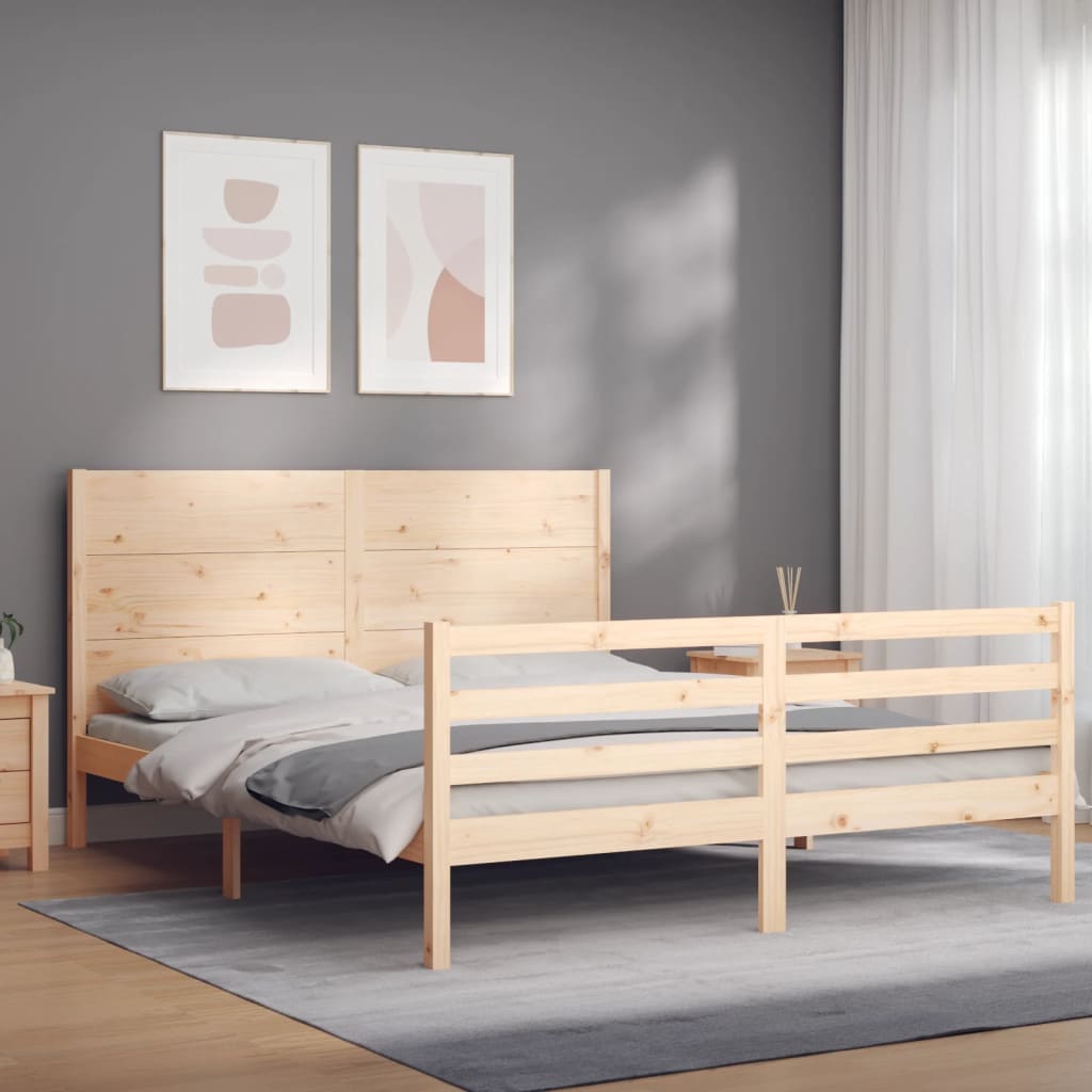 Cadre de lit sans matelas 160x200 cm bois massif - XIOS