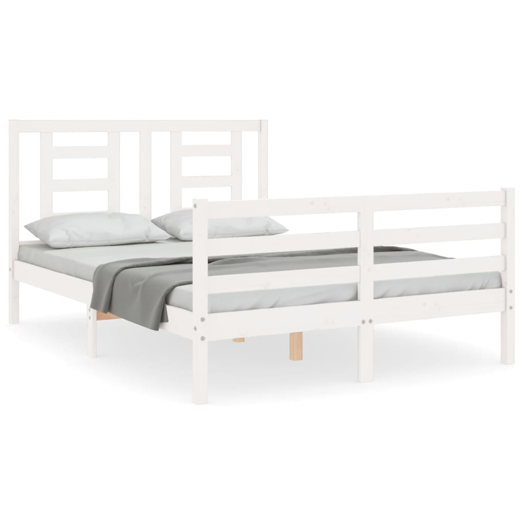 Cadre de lit sans matelas blanc 120x200 cm bois massif - XIOS