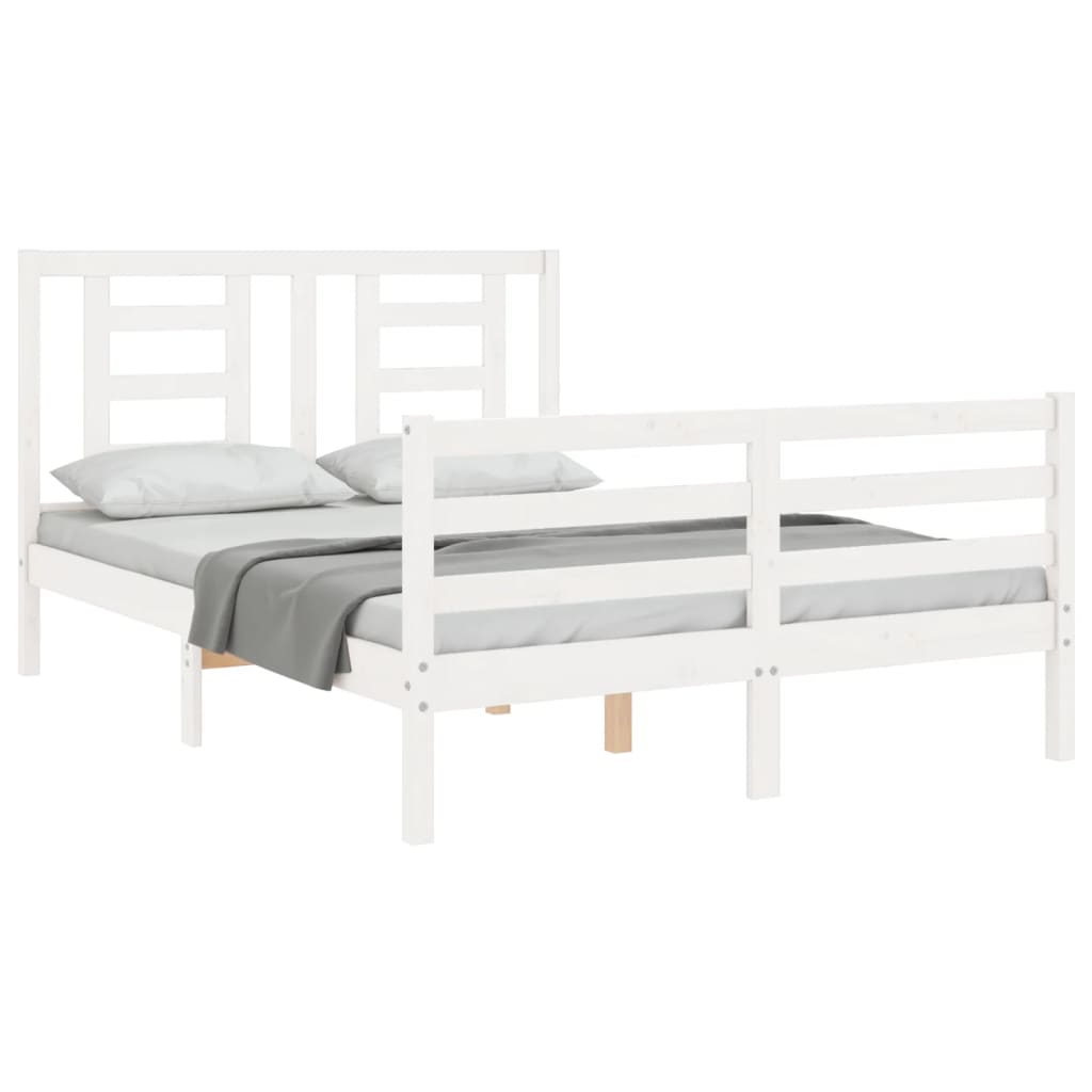 Cadre de lit sans matelas blanc 120x200 cm bois massif - XIOS