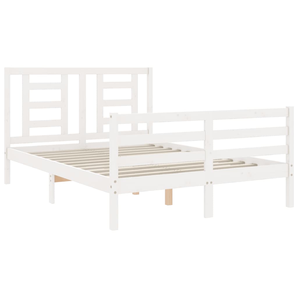 Cadre de lit sans matelas blanc 120x200 cm bois massif - XIOS