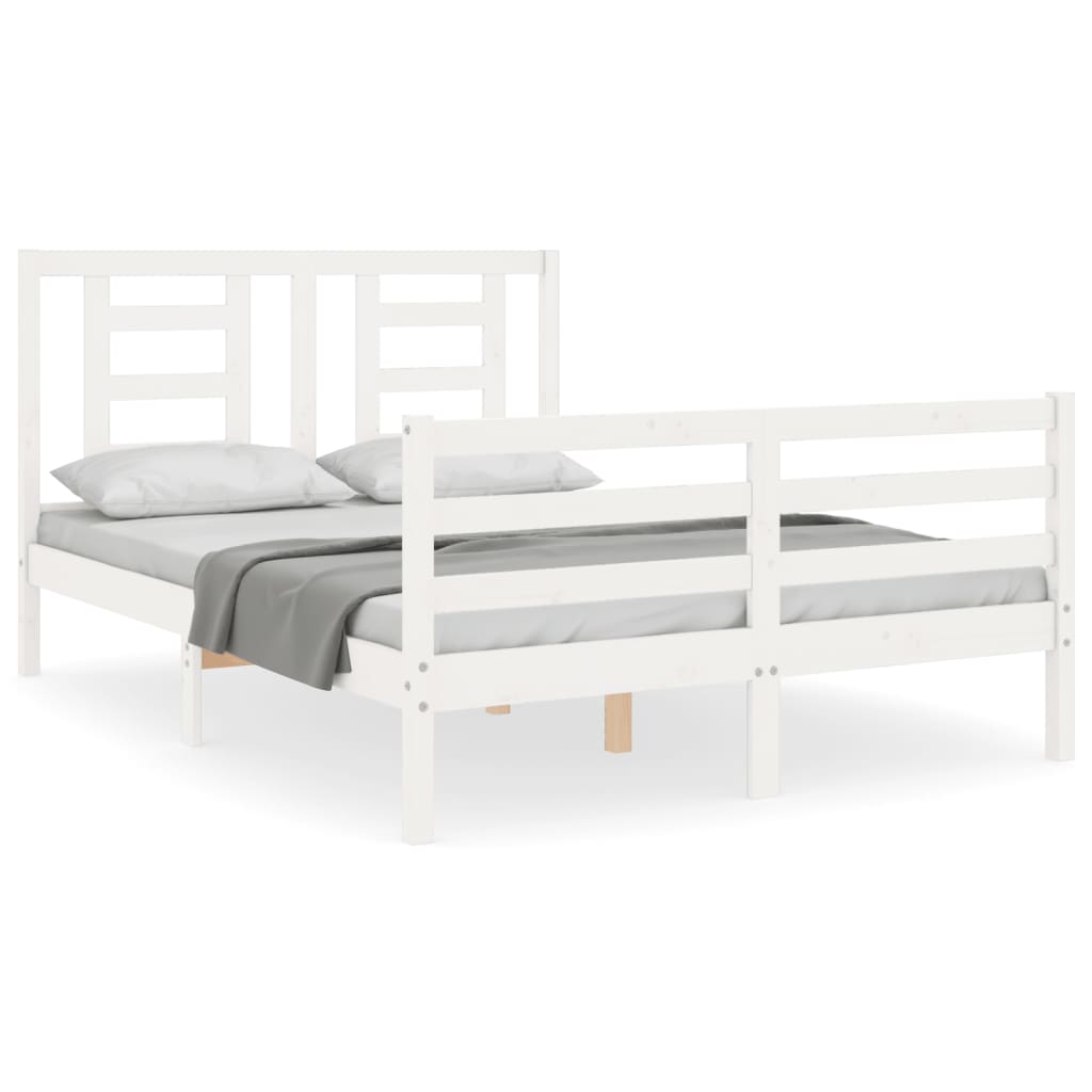 Cadre de lit sans matelas blanc 140x200 cm bois massif - XIOS