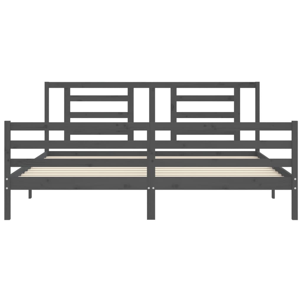 Cadre de lit sans matelas gris 200x200 cm bois massif - XIOS