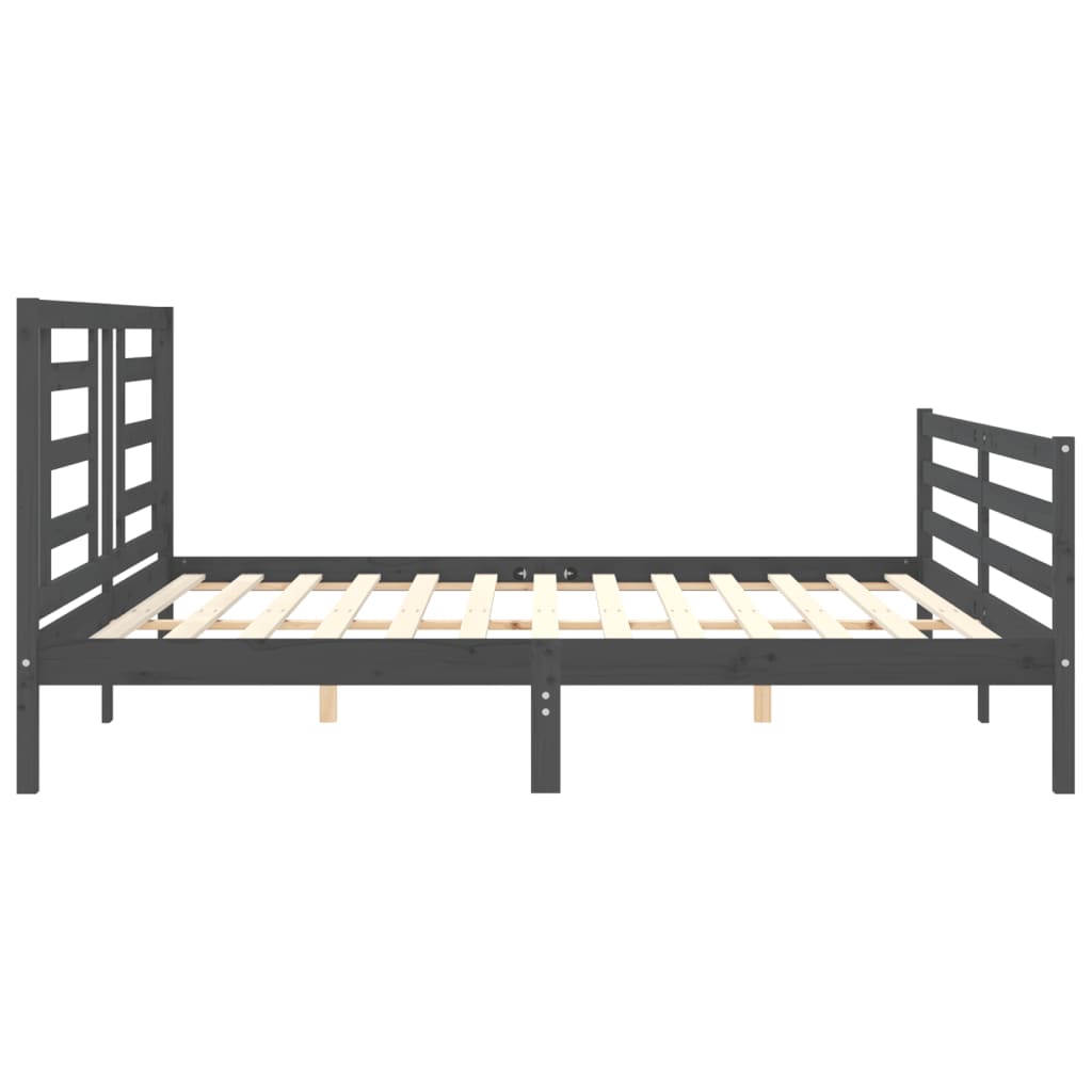 Cadre de lit sans matelas gris 200x200 cm bois massif - XIOS