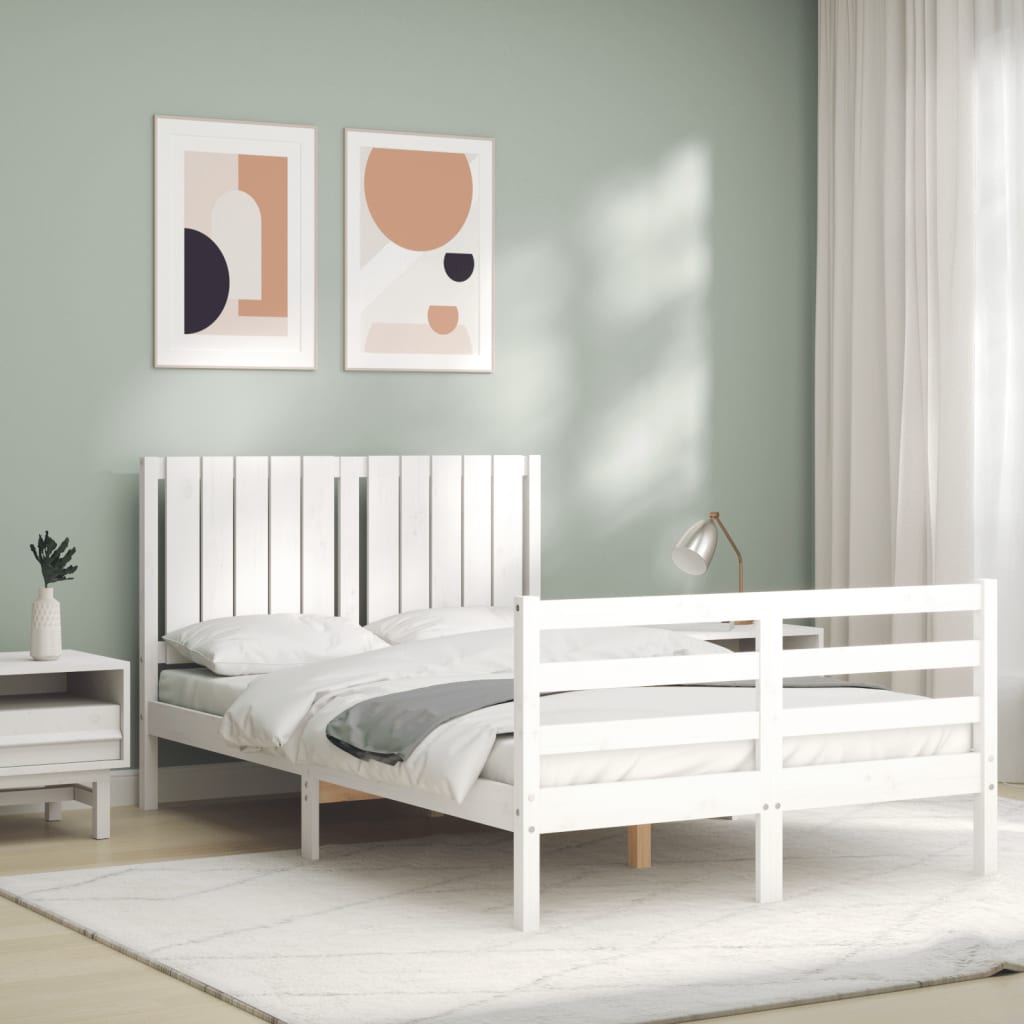 Cadre de lit sans matelas blanc 120x200 cm bois massif - XIOS