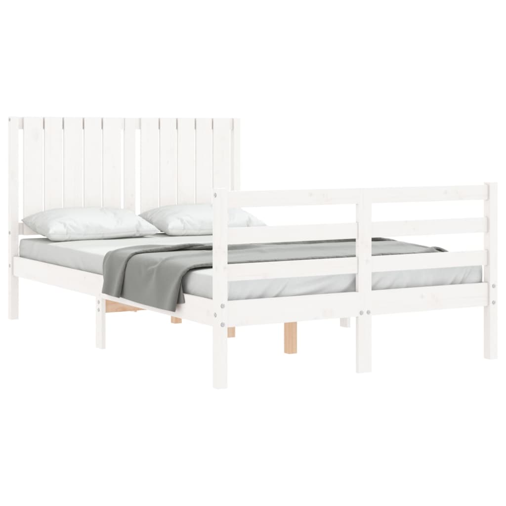 Cadre de lit sans matelas blanc 120x200 cm bois massif - XIOS