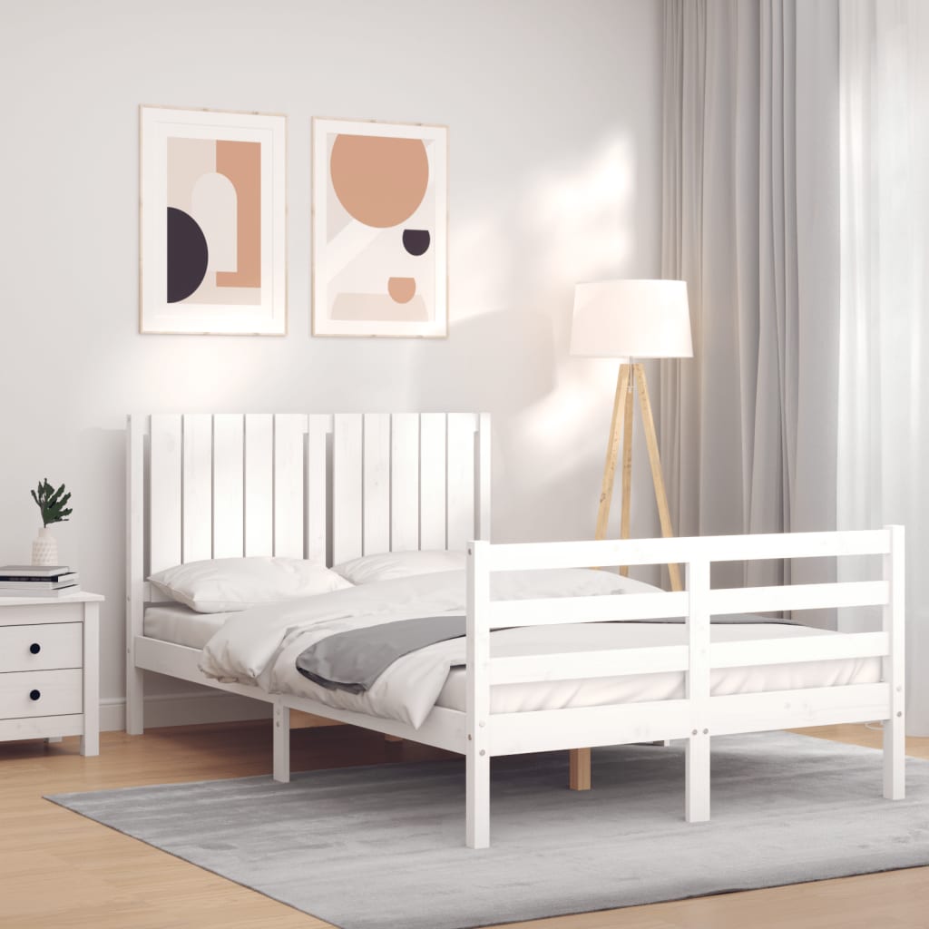 Cadre de lit sans matelas blanc 120x200 cm bois massif - XIOS