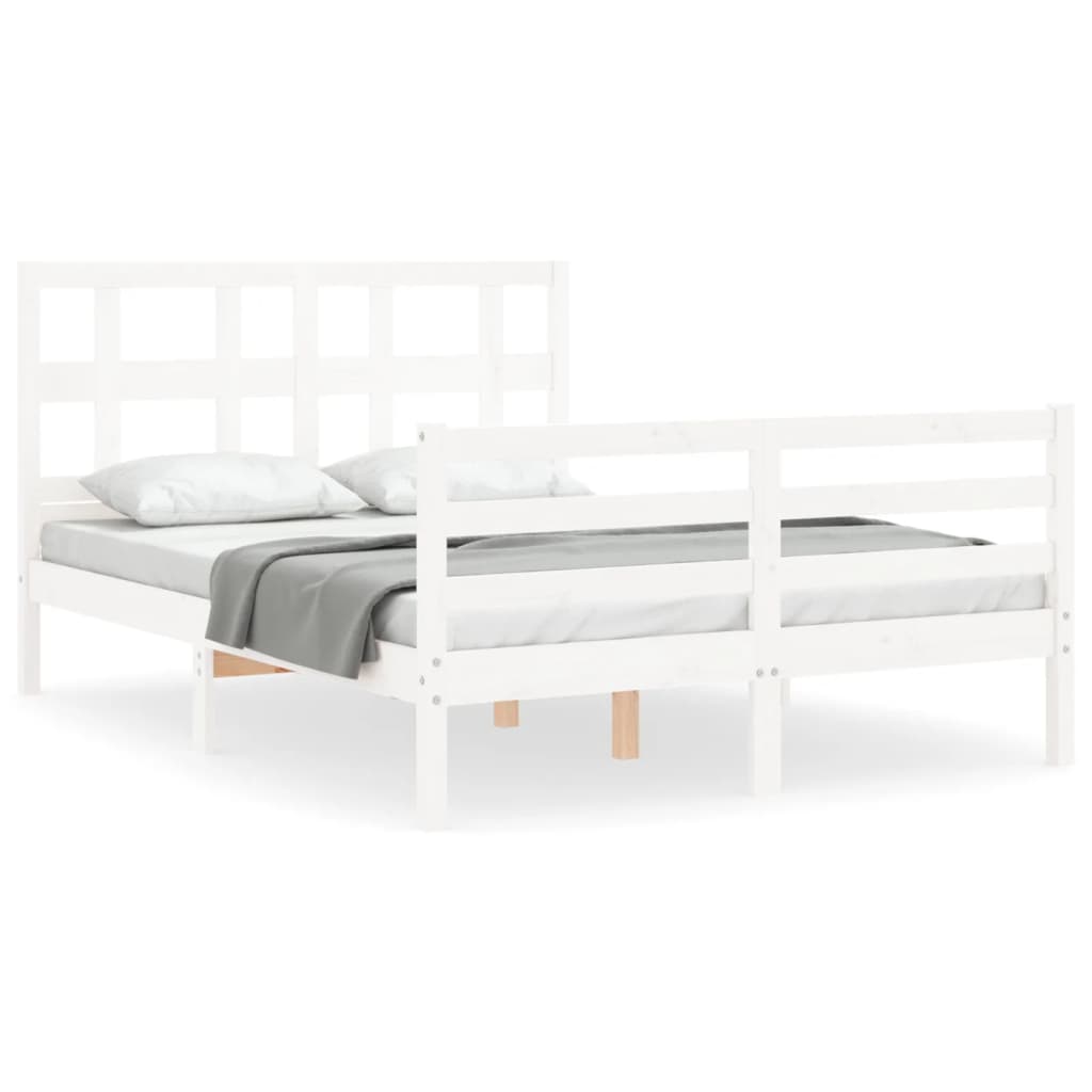 Cadre de lit sans matelas blanc 120x200 cm bois massif - XIOS