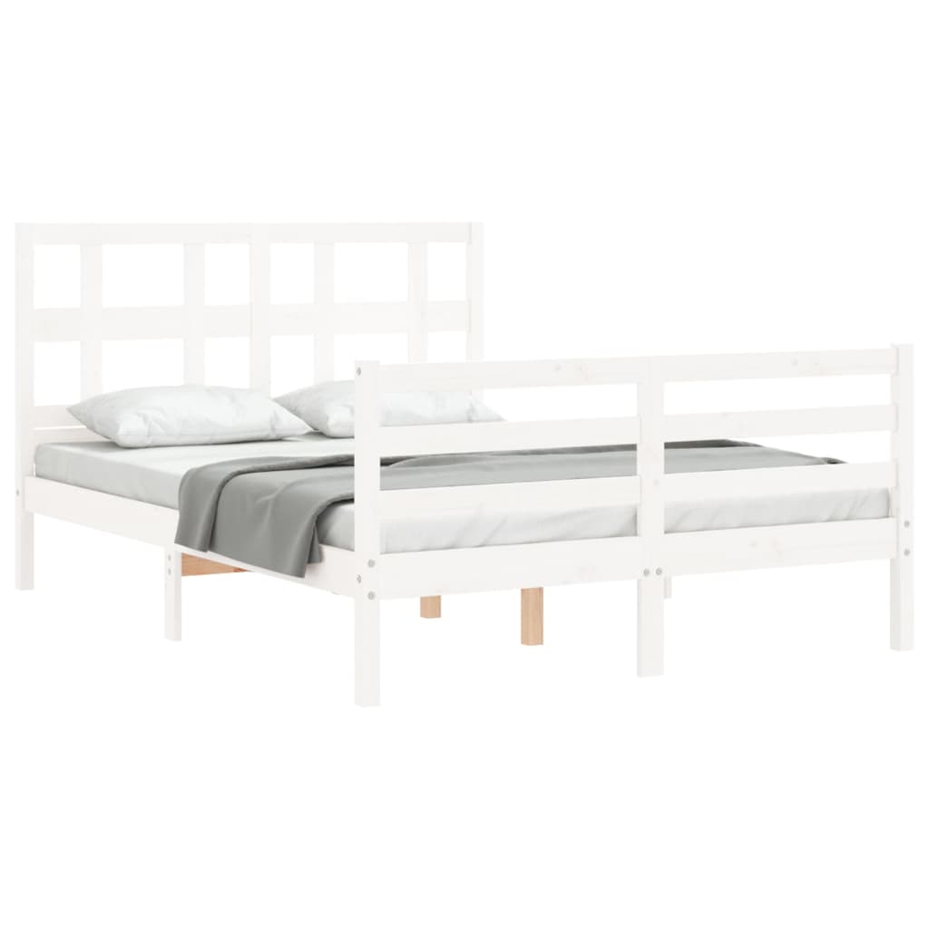 Cadre de lit sans matelas blanc 120x200 cm bois massif - XIOS