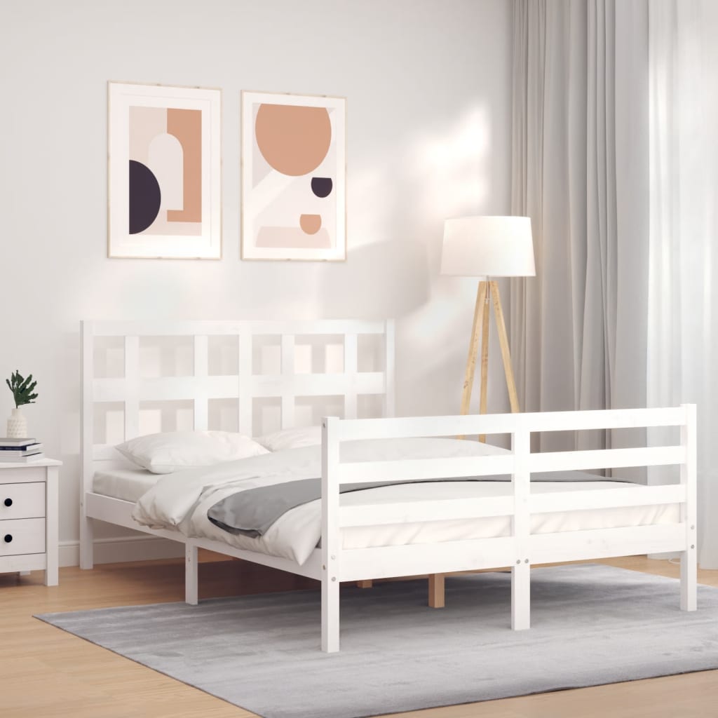 Cadre de lit sans matelas blanc 120x200 cm bois massif - XIOS
