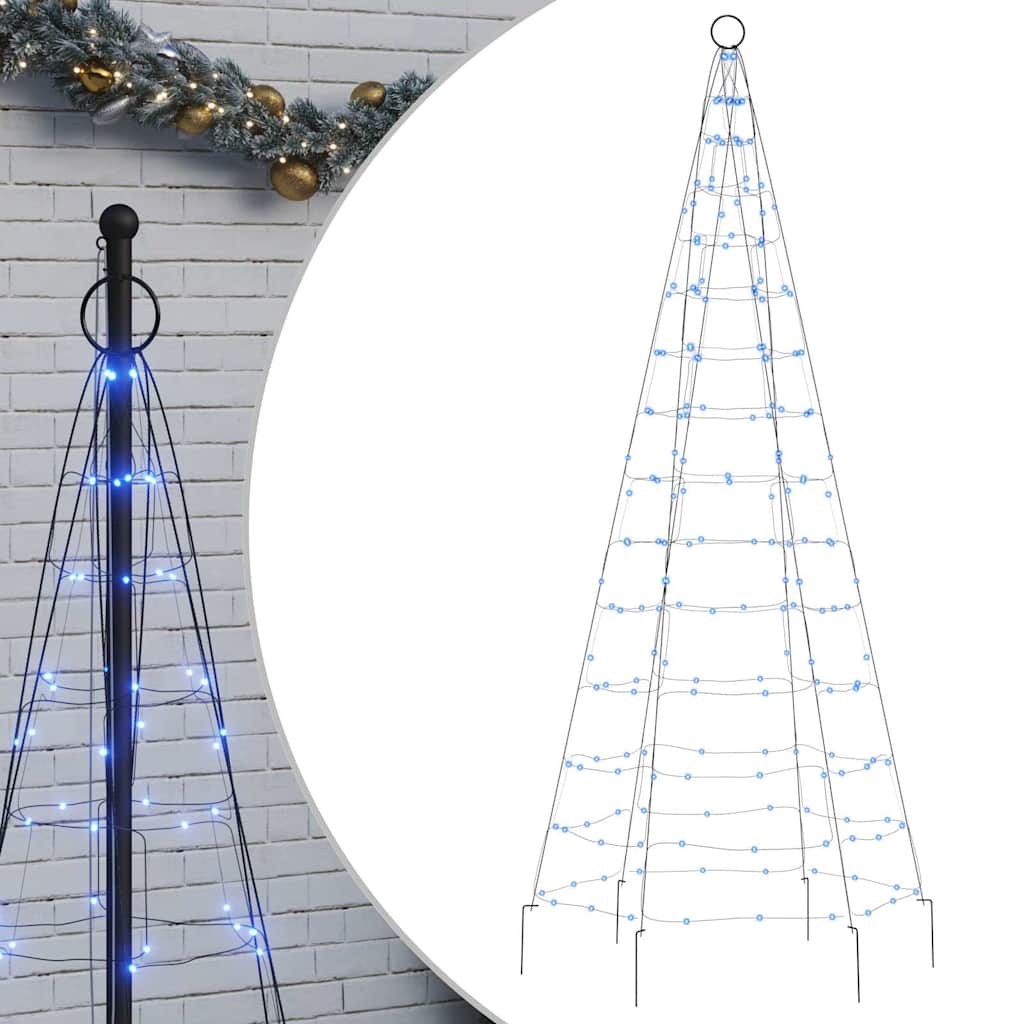 Sapin de Noël à LED sur mât de drapeau 200 LED bleu 180 cm - XIOS