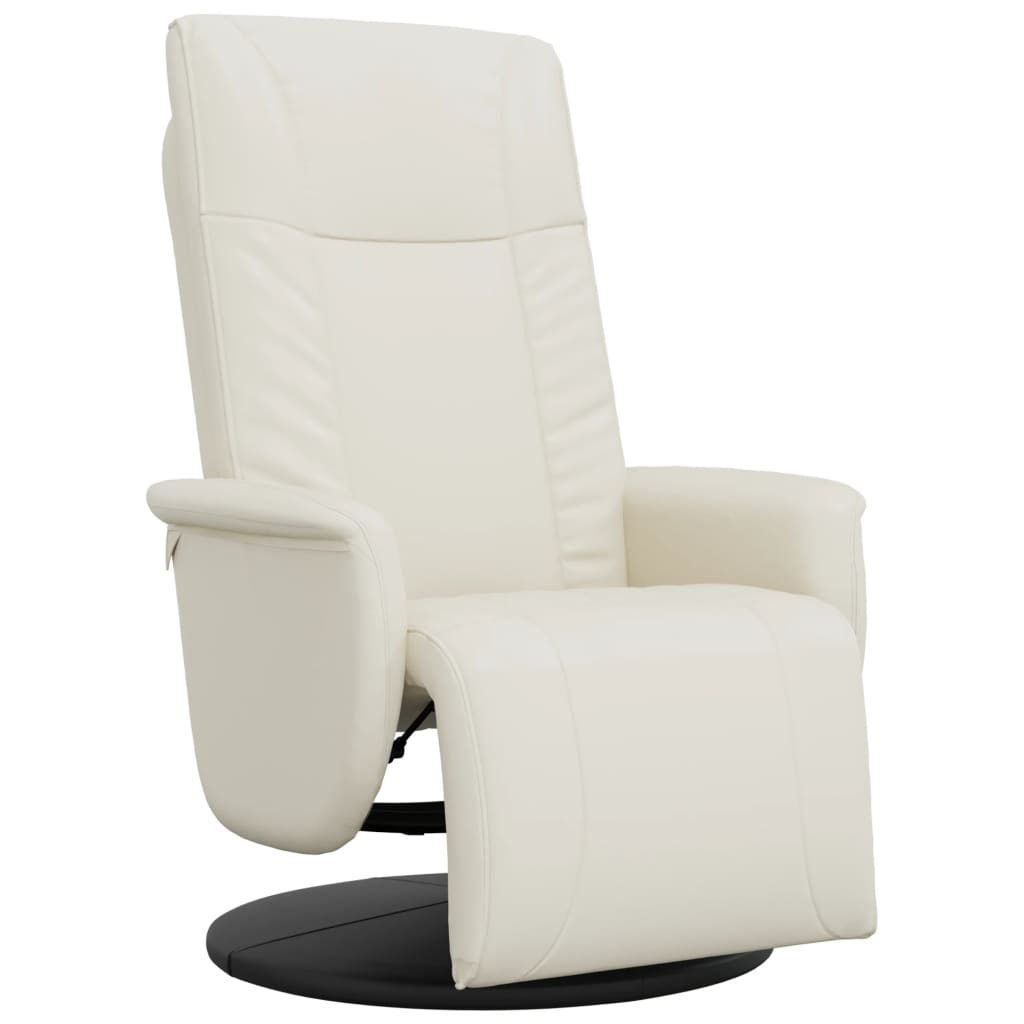 Fauteuil inclinable avec repose-pieds crème similicuir - XIOS