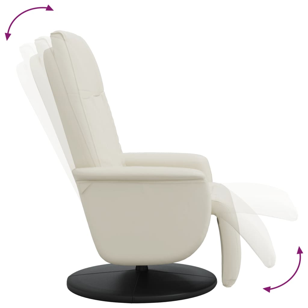 Fauteuil inclinable avec repose-pieds crème similicuir - XIOS