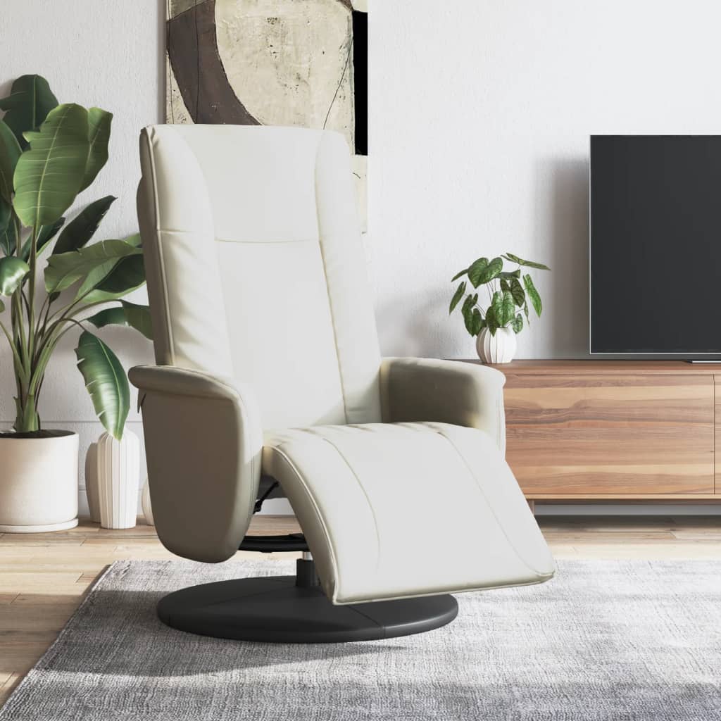 Fauteuil inclinable avec repose-pieds crème similicuir - XIOS