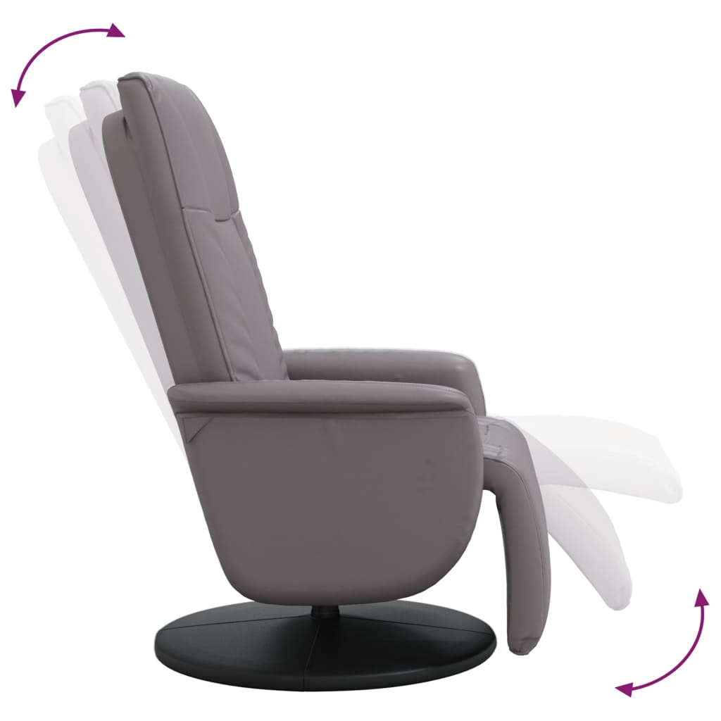 Fauteuil inclinable avec repose-pieds gris similicuir - XIOS