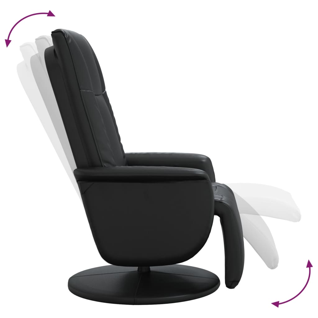 Fauteuil inclinable avec repose-pieds noir similicuir - XIOS
