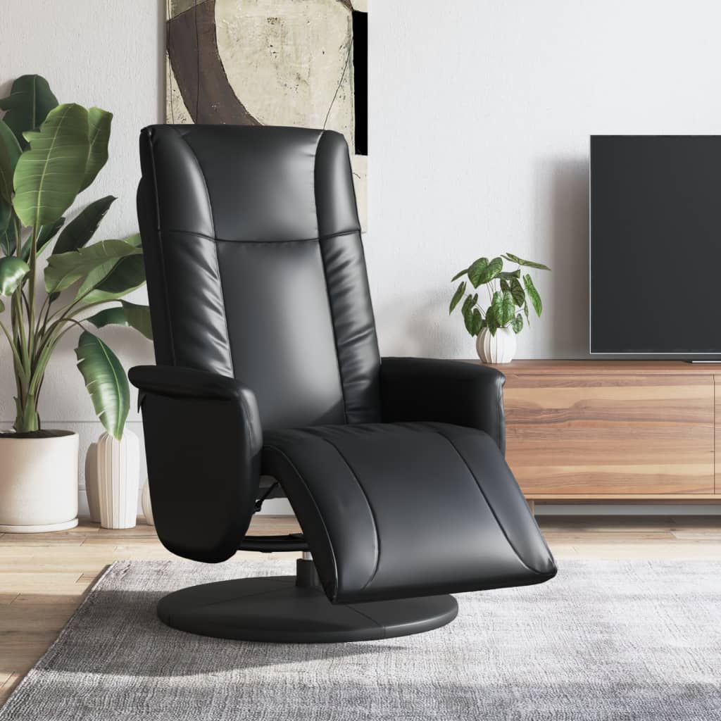 Fauteuil inclinable avec repose-pieds noir similicuir - XIOS
