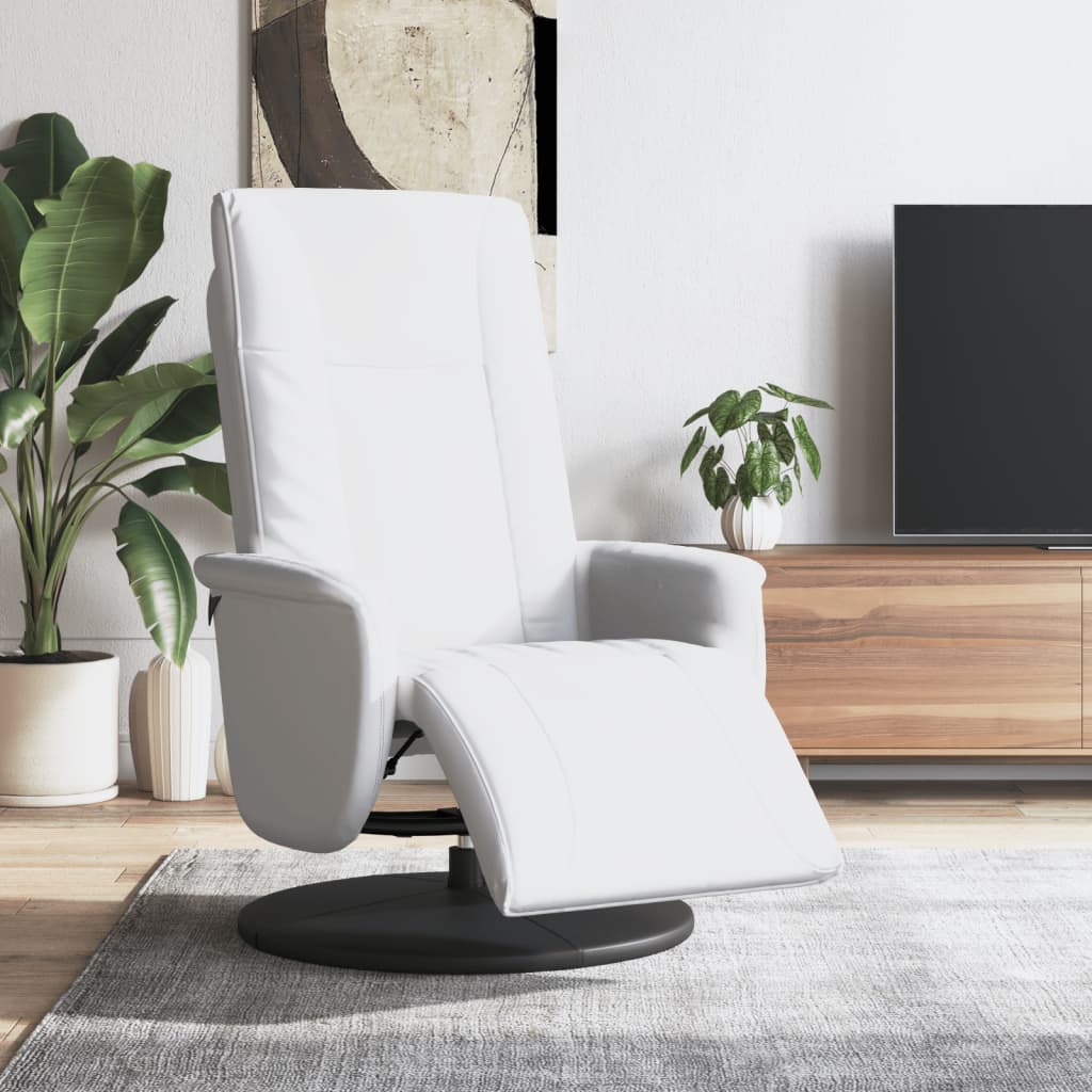 Fauteuil inclinable avec repose-pieds blanc similicuir - XIOS