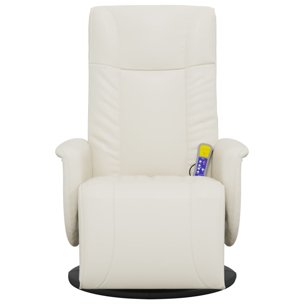 Fauteuil inclinable de massage et repose-pieds crème similicuir - XIOS