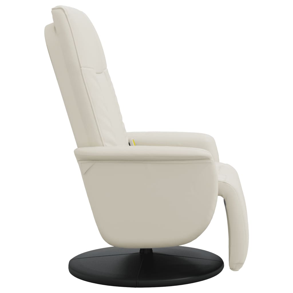 Fauteuil inclinable de massage et repose-pieds crème similicuir - XIOS