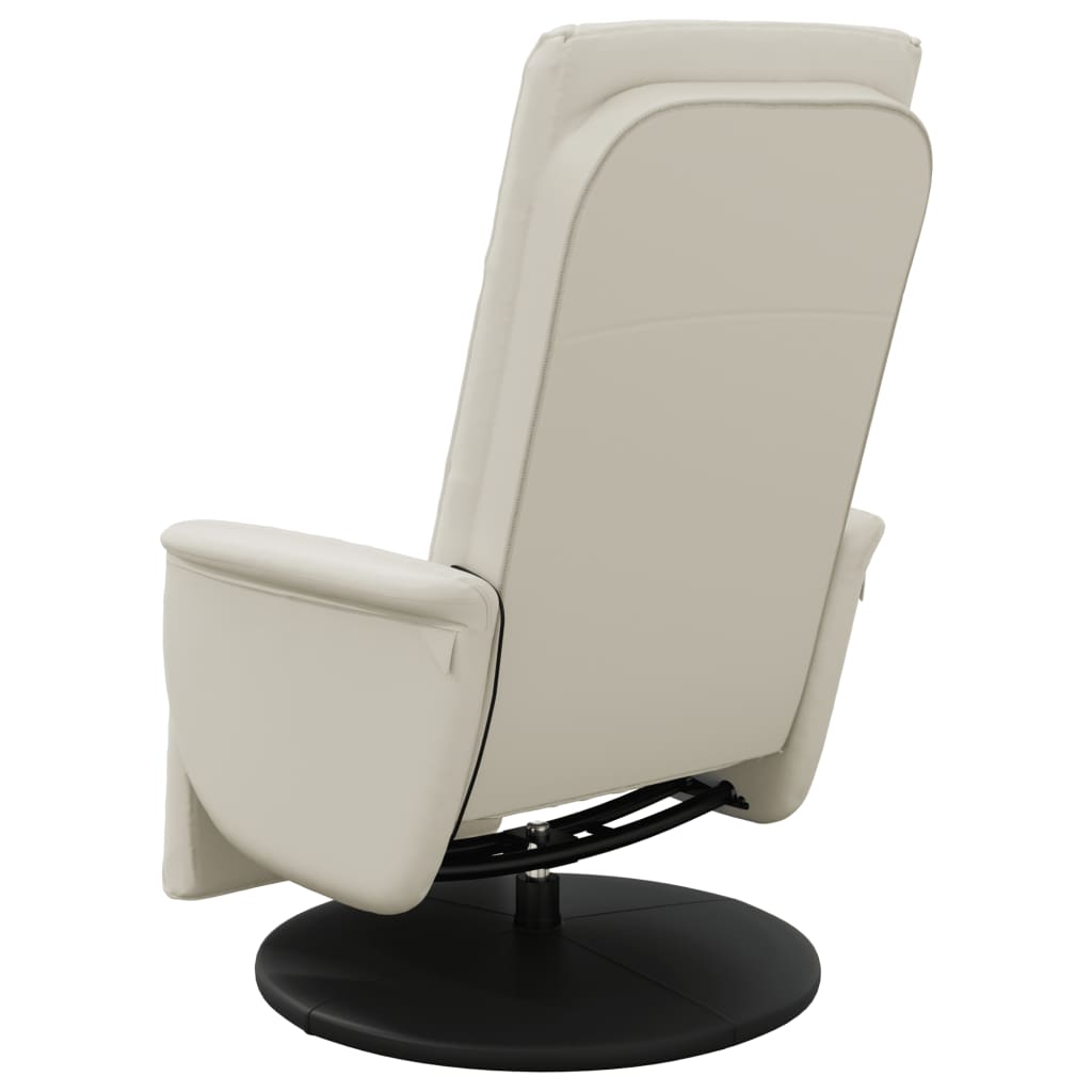 Fauteuil inclinable de massage et repose-pieds crème similicuir - XIOS