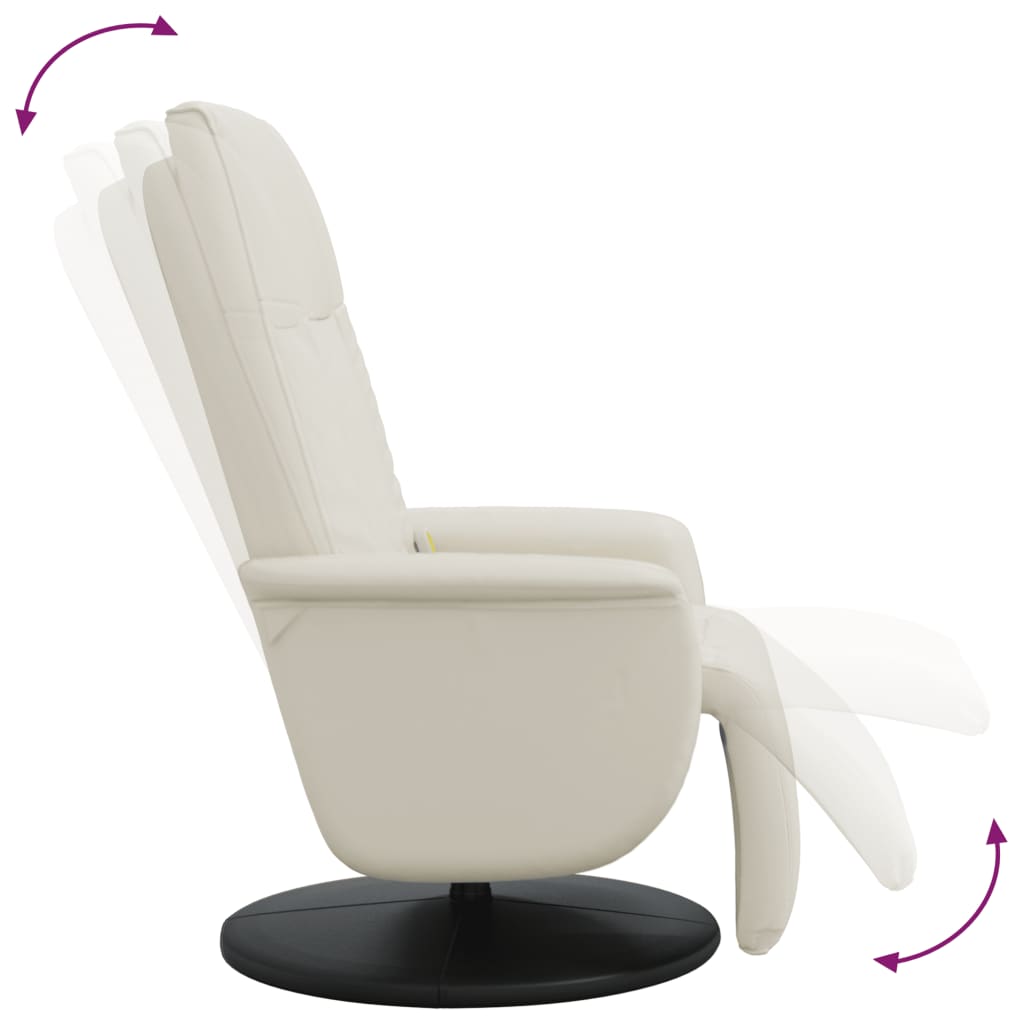 Fauteuil inclinable de massage et repose-pieds crème similicuir - XIOS
