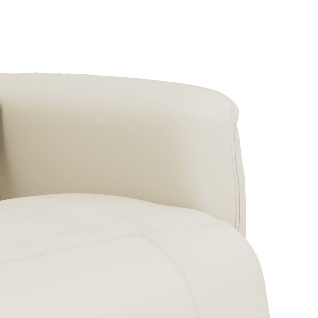 Fauteuil inclinable de massage et repose-pieds crème similicuir - XIOS