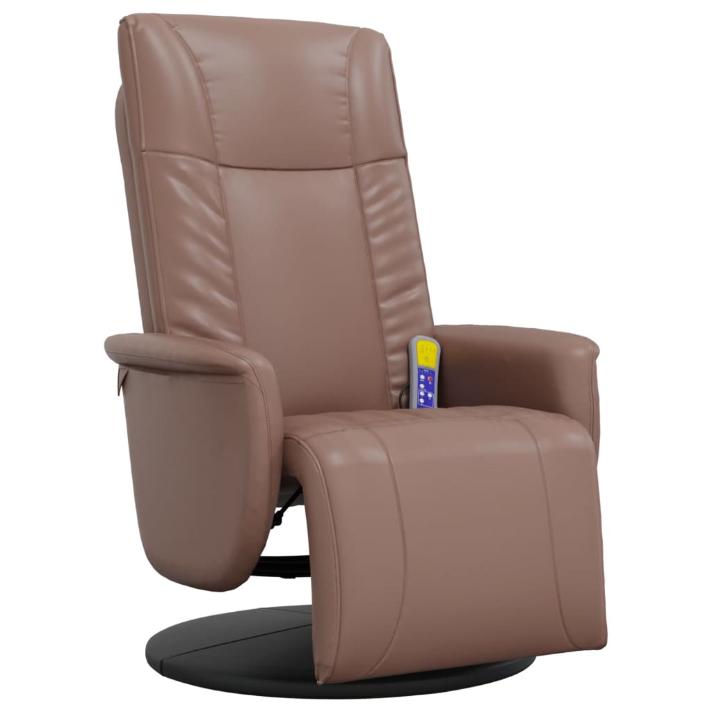 Fauteuil inclinable de massage repose-pieds marron similicuir - XIOS