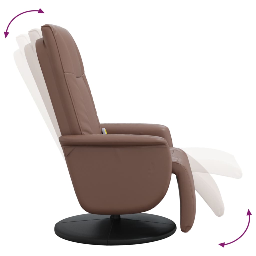 Fauteuil inclinable de massage repose-pieds marron similicuir - XIOS