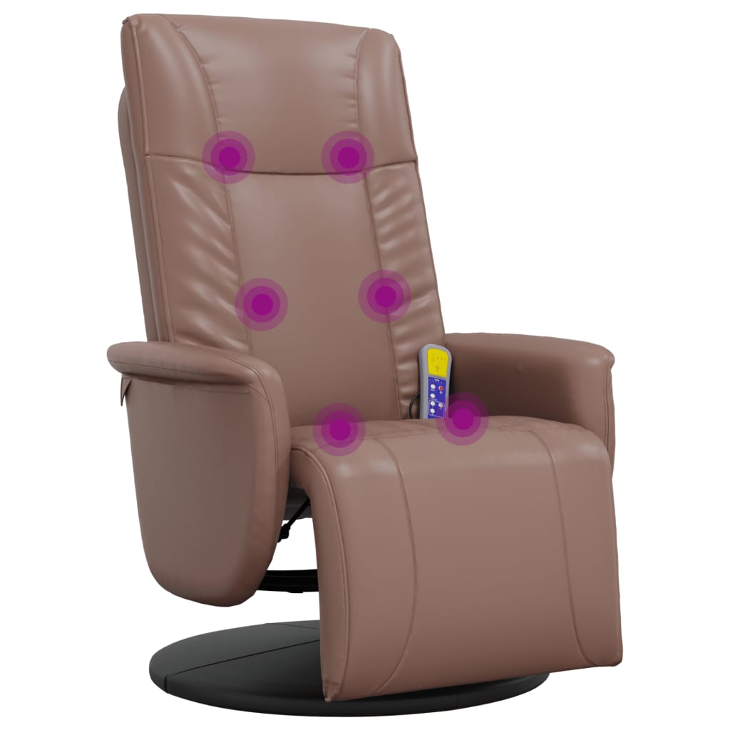 Fauteuil inclinable de massage repose-pieds marron similicuir - XIOS