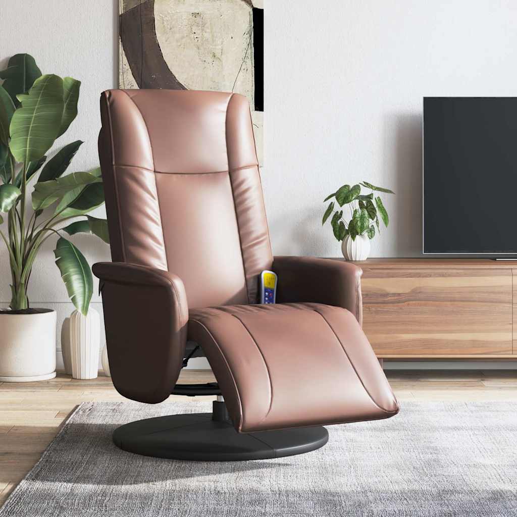 Fauteuil inclinable de massage repose-pieds marron similicuir - XIOS