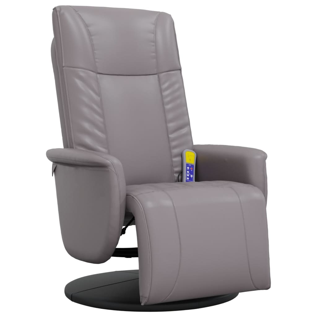 Fauteuil inclinable de massage repose-pieds gris similicuir - XIOS