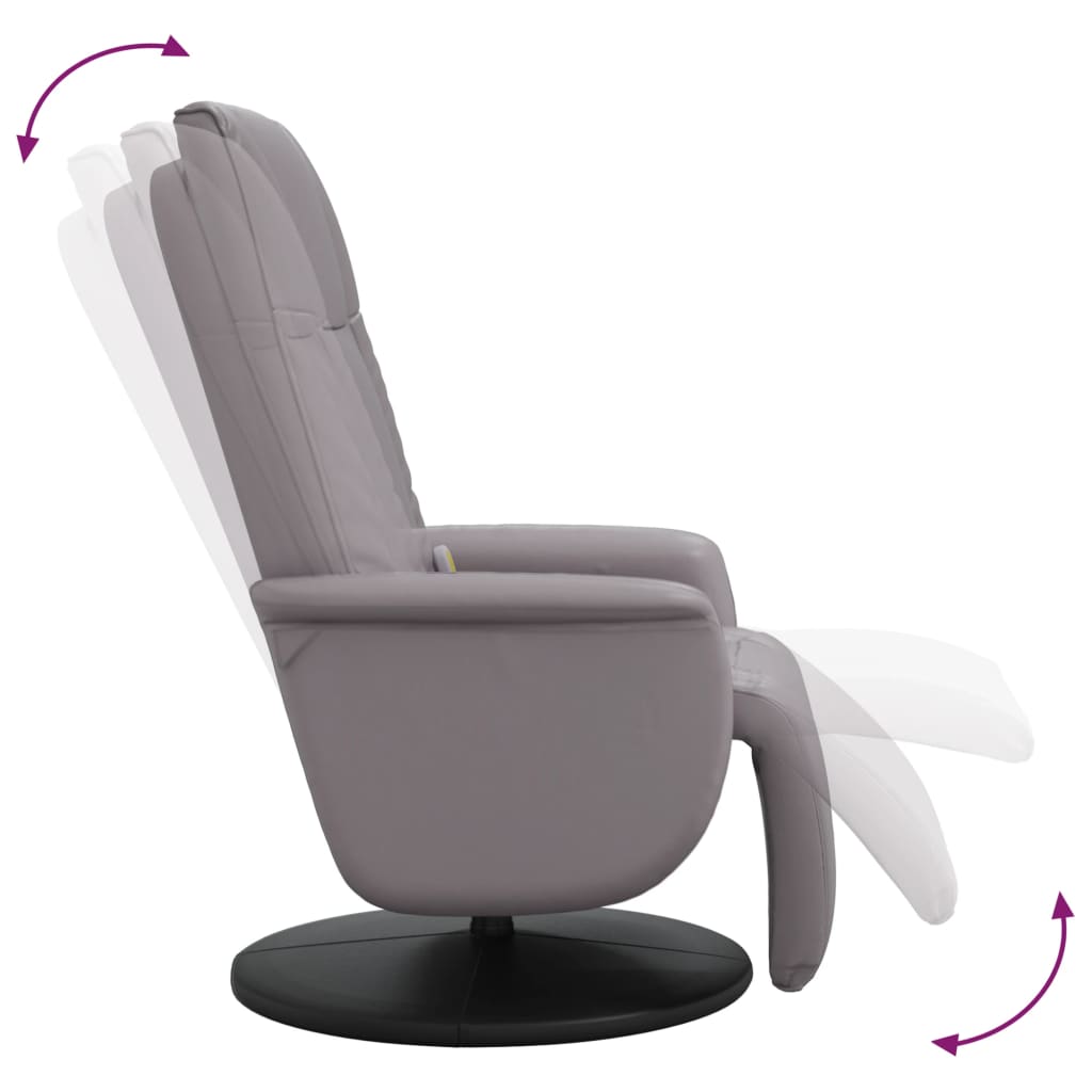 Fauteuil inclinable de massage repose-pieds gris similicuir - XIOS