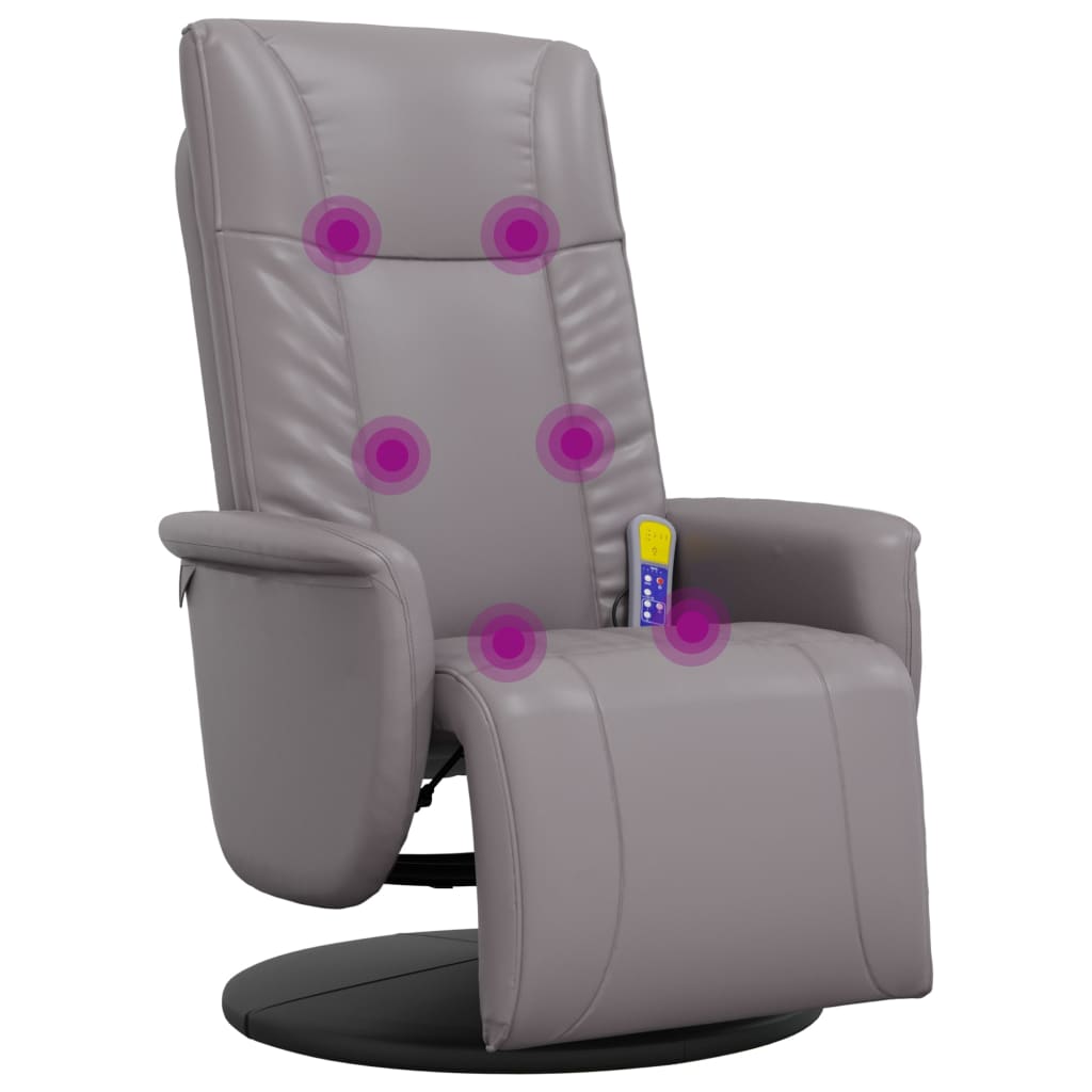 Fauteuil inclinable de massage repose-pieds gris similicuir - XIOS
