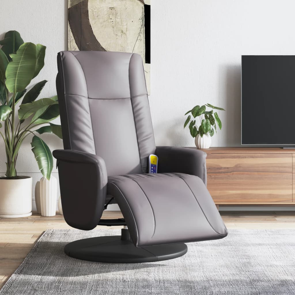 Fauteuil inclinable de massage repose-pieds gris similicuir - XIOS