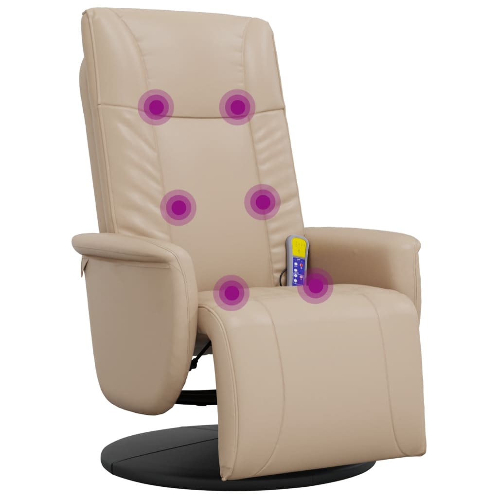 Fauteuil inclinable de massage repose-pieds cappuccino - XIOS