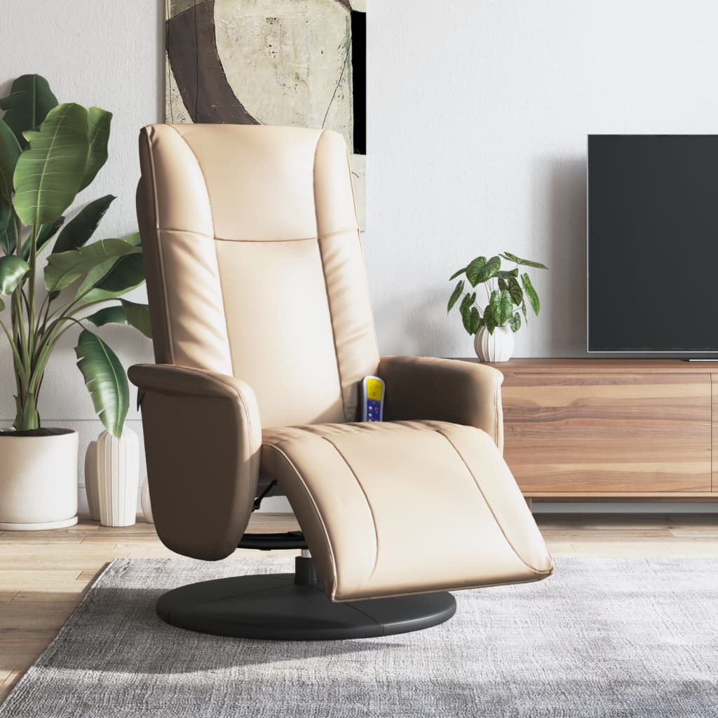 Fauteuil inclinable de massage repose-pieds cappuccino - XIOS