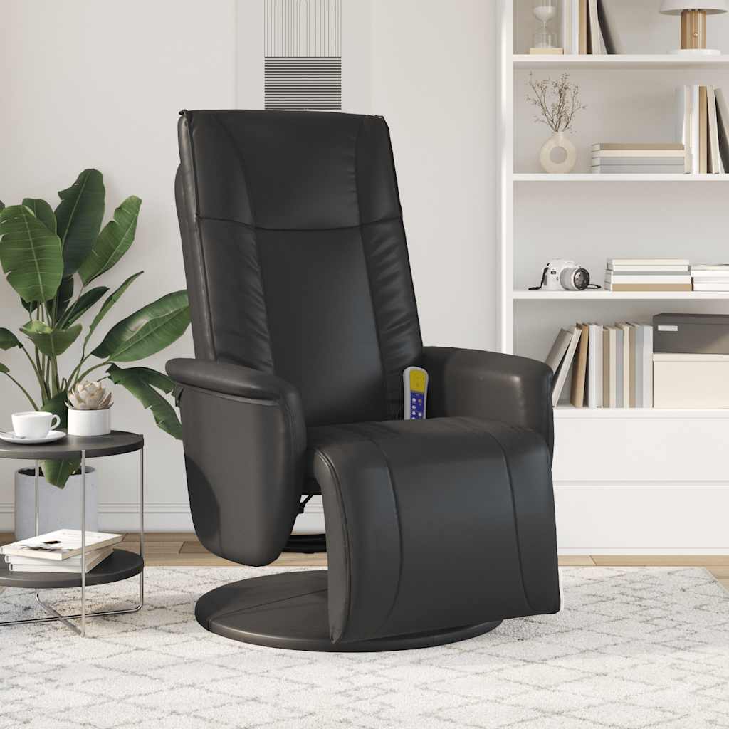 Fauteuil inclinable de massage repose-pieds noir similicuir - XIOS
