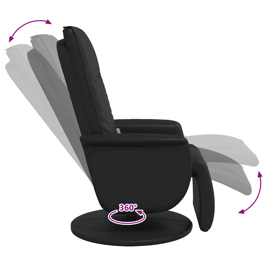 Fauteuil inclinable de massage repose-pieds noir similicuir - XIOS