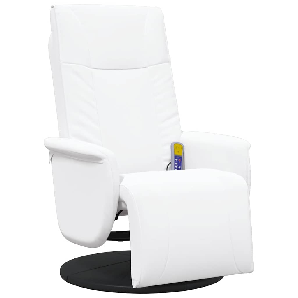 Fauteuil inclinable de massage repose-pieds blanc similicuir - XIOS