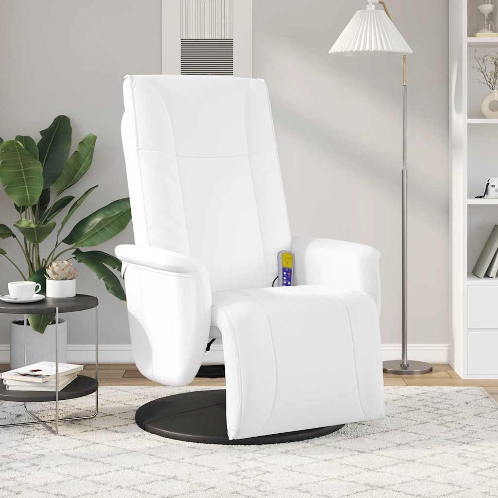 Fauteuil inclinable de massage repose-pieds blanc similicuir - XIOS