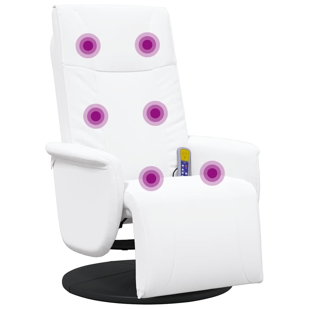 Fauteuil inclinable de massage repose-pieds blanc similicuir - XIOS