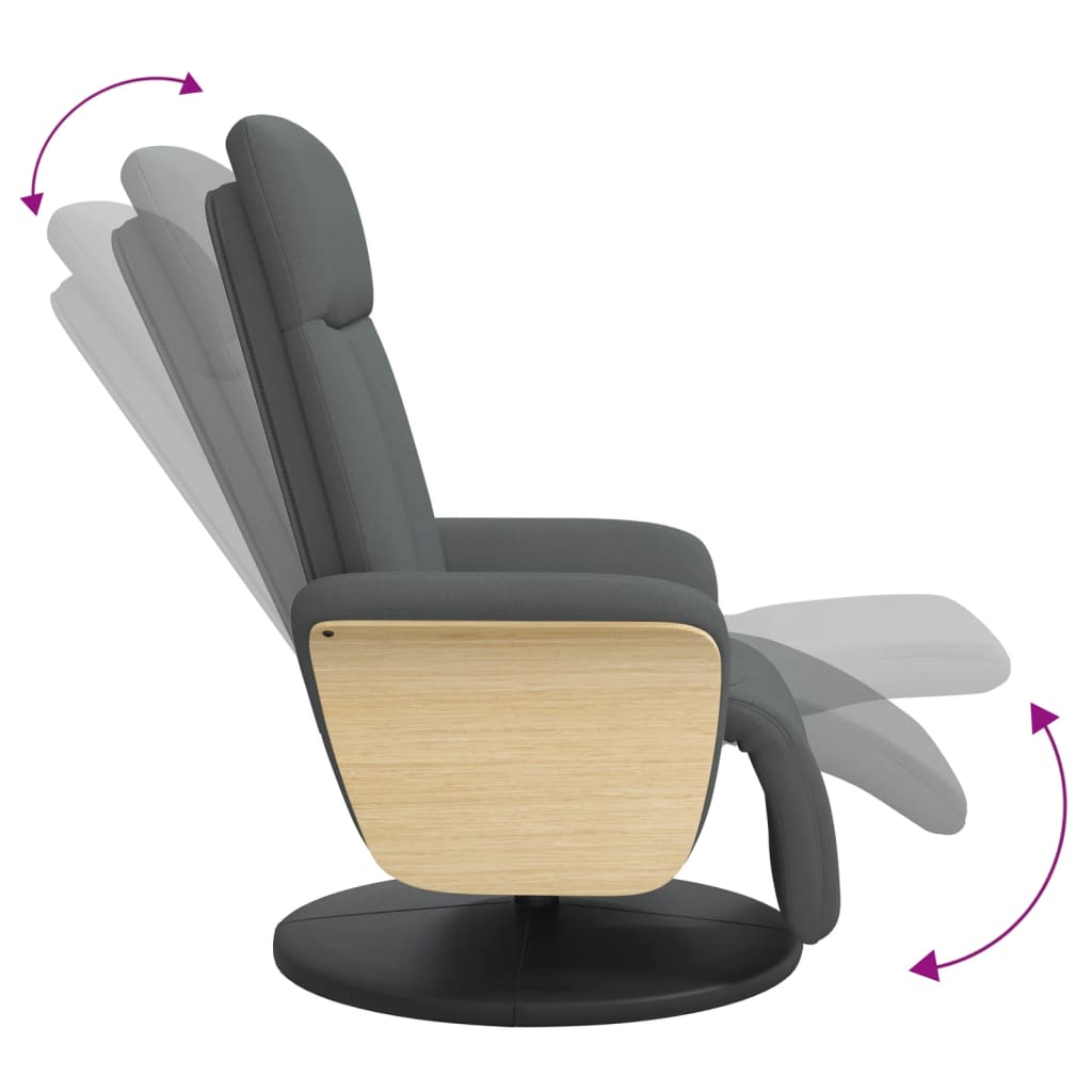 Fauteuil inclinable avec repose-pieds gris foncé tissu - XIOS