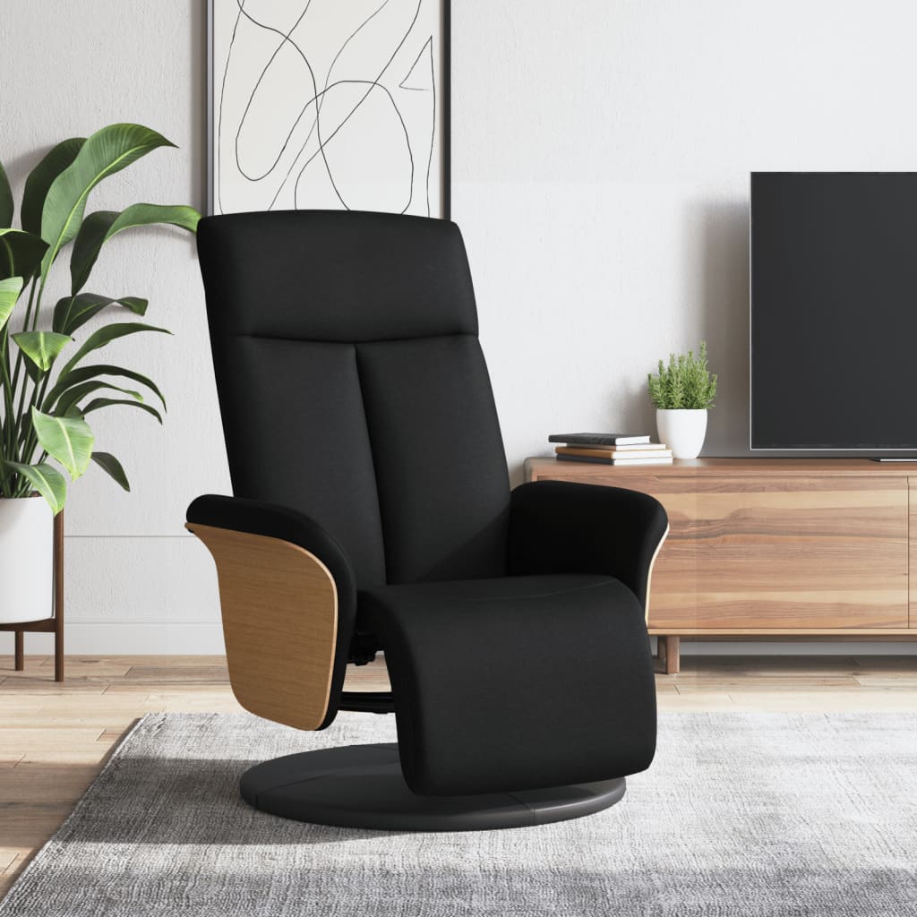 Fauteuil inclinable avec repose-pieds noir tissu - XIOS