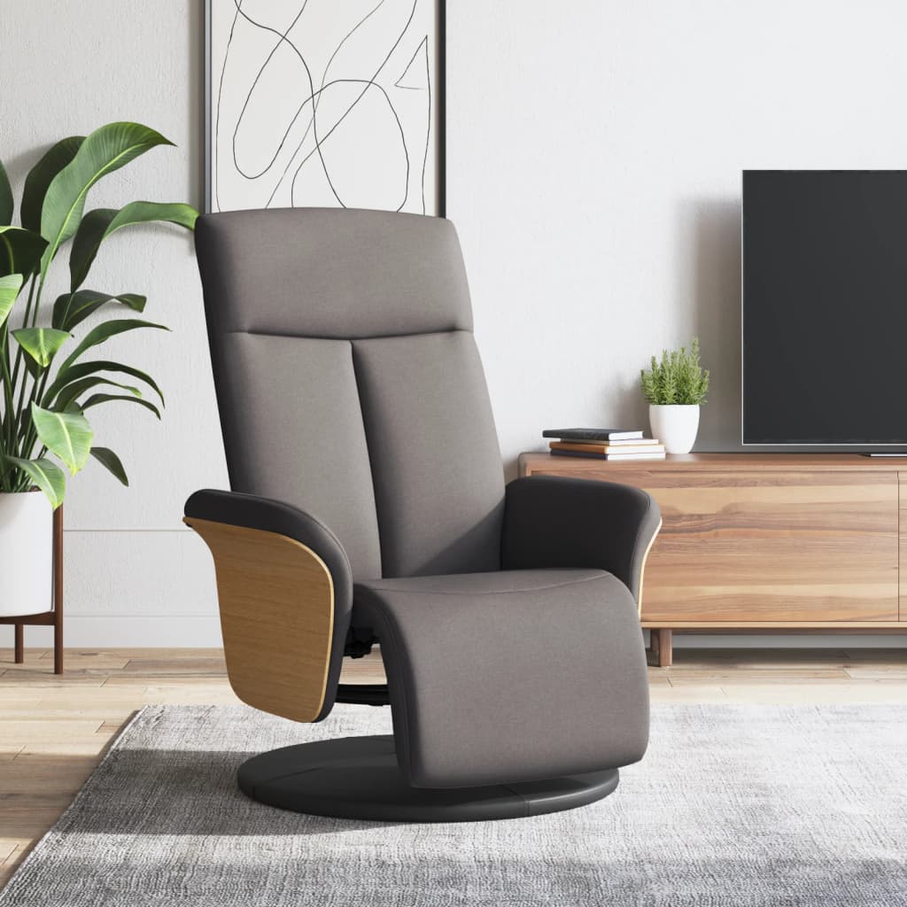 Fauteuil inclinable avec repose-pieds taupe tissu - XIOS