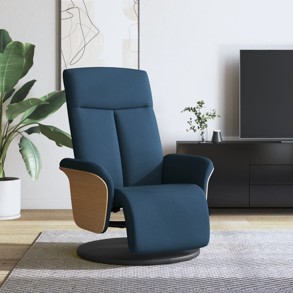 Fauteuil inclinable avec repose-pieds bleu tissu - XIOS